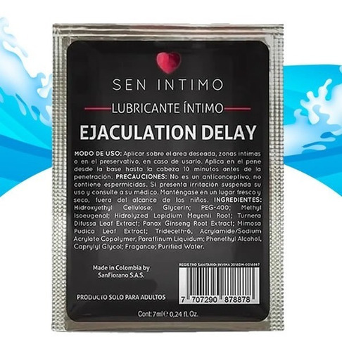 Lubricante Sen Intimo Retardante Sexual Para Hombre Sachet