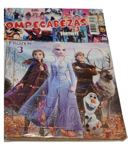 3 Puzzles Rompecabezas Frozen 9 Piezas C/u