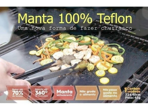 Manta De Teflon Para Churrasqueira Antiaderente 40x33cm