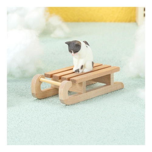 Accesorios De Muebles En Miniatura De Trineo De Madera Para