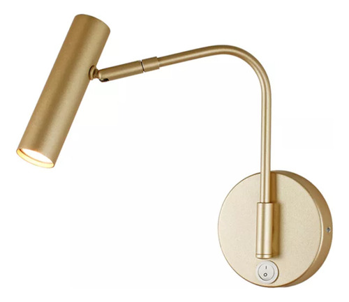 Arandela Tubo Dourado Interruptor Quarto Cabeceira 110v/220v