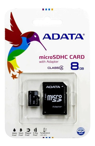 Adata Memoria Micro Sd Hc 8gb Clase 4 Celulares 4mb/s