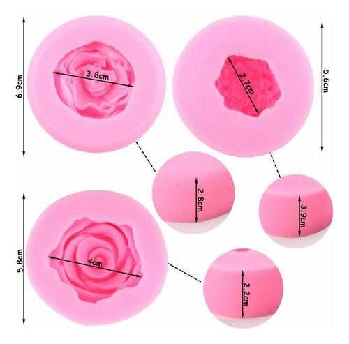 Cnn Molde Silicona Con Forma Flor Rosa For Velas, 3 Pzs.