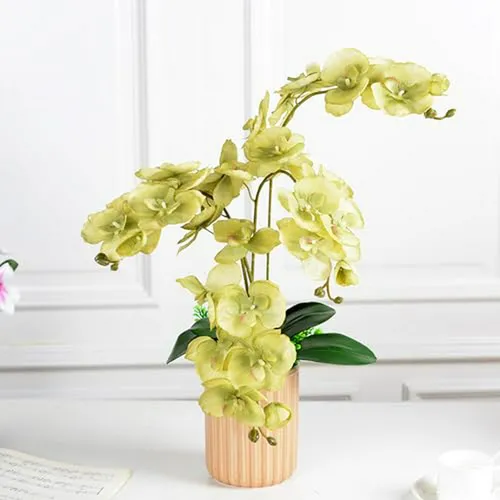 Conjunto De 4 Tallos De Orquídeas Artificiales De Seda, 8 Ca