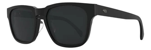 Óculos De Sol Hb Lead 53 Matte Black Gray Retangular Armação Preto Fosco Haste Escura Lente E Desenho Liso