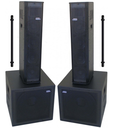 Kit Caixas Pa Ativo Profissional Subwoofer Coluna 2200w 