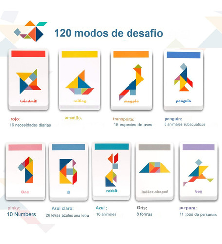 Tangram De Madera Juego Material Didáctico Rompecabezas