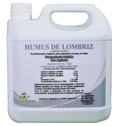 Imagen 1 de 2 de Humus De Lombriz Liquido Lixiviado (galon 4 Litros)