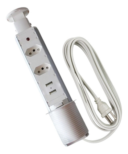 Torre De Tomada Bancada Multiplug 2 Tomadas + 2 Usb