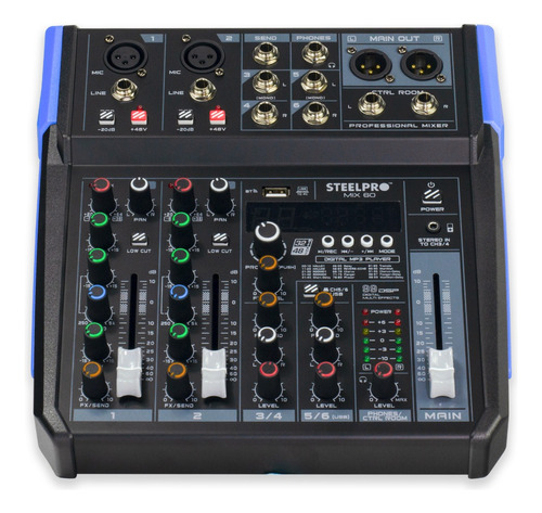 Mezcladora Mixer De 6 Canales 16 Efectos - Steelpro