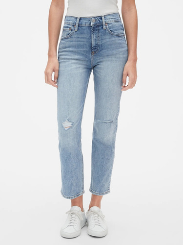 Jean Cheeky Straight Tiro Alto Gap Mujer