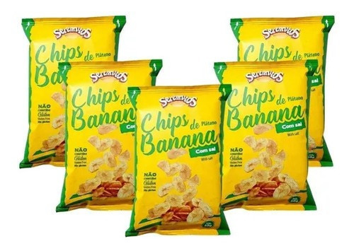 Kit 5 Sertanitos Chips De Banana Com Sal 50g