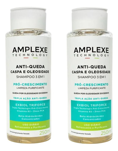 2u Shampoo Amplexe 3 Em 1 Antiqueda, Cas E Ole De 250ml Cada