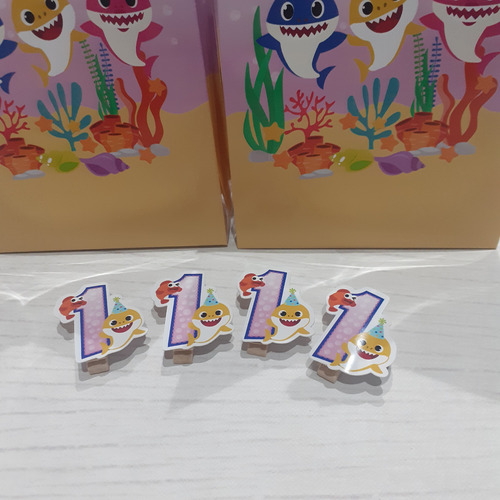 Bolsitas Golosineras Personalizadas - Baby Shark Fondo Rosa