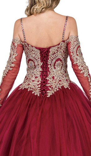 Vestido Xv Años Brocado Dorado Vino. | Envío gratis Vestido Xv Años Brocado Dorado Vino. | Envío gratis