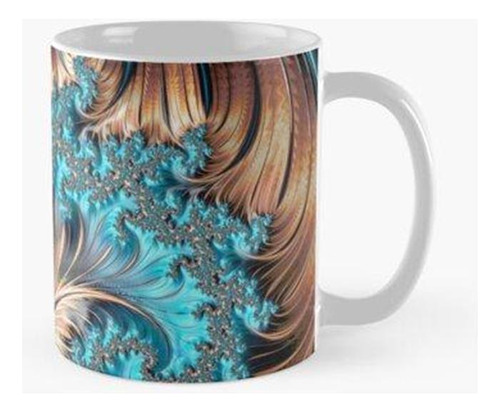 Taza Elegante Fractal Cuatro De Cobre Y Verde Azulado Calida