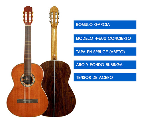 Guitarra Clásica Rómulo García F-600 Concierto - Tapa Sólida