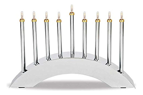 Menorah - Menorah Eléctrica De Bajo Voltaje Con Arco Platead