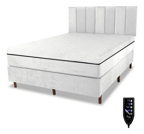 Eco New Colchões cama box mais colchão massageador magnético Queen mais cabeceira cor branco