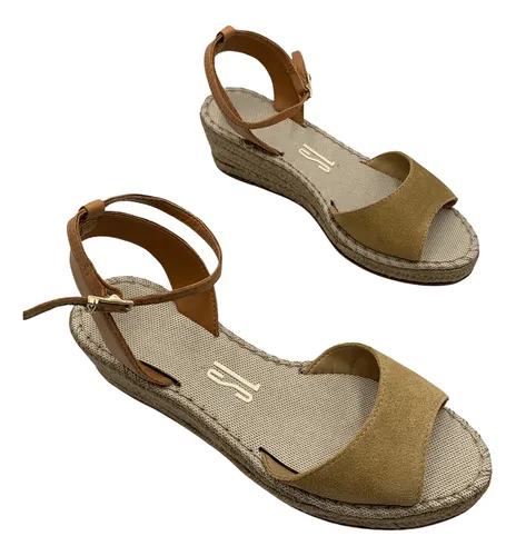 Sand lia Espadrille Anabela Santa Lolla Em Couro Original nf