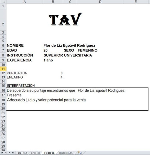 Test Apreciacion De Vendedores Tav
