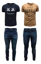 Comprar Combo Ropa Hombre Jeans Elastizados Y Remeras Estampadas