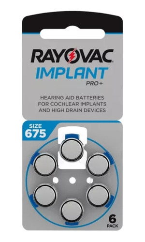 60 Pilas Audífono Rayovac 675 Implant Pro+