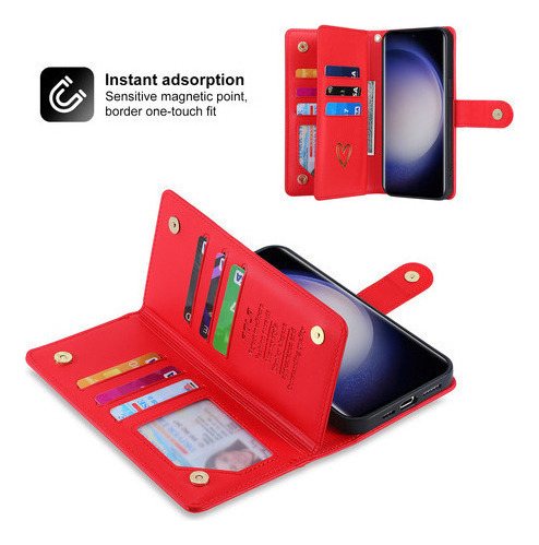 Jing Funda De Piel Tipo Cartera Con Cremallera Para Samsung