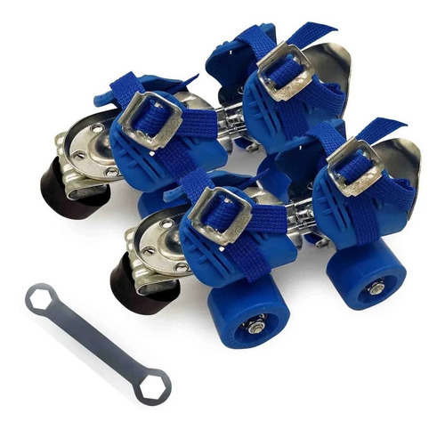Imagen 2 de 11 de Patín De Metal Extensible 4 Ruedas Con Agarraderas - Azul
