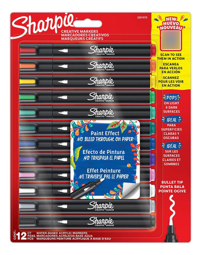 Marcadores Sharpie Creative Acrilico Punta Bala X12 Colores