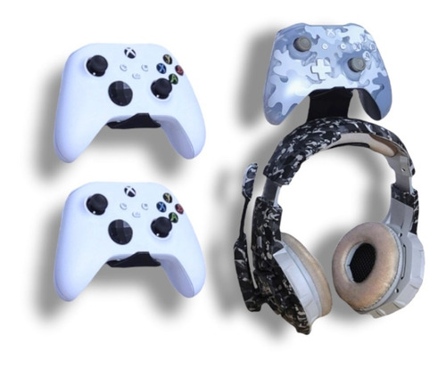 Base 3 Controles Y Audifonos Xbox Ps Switch Series Universal Color Negro