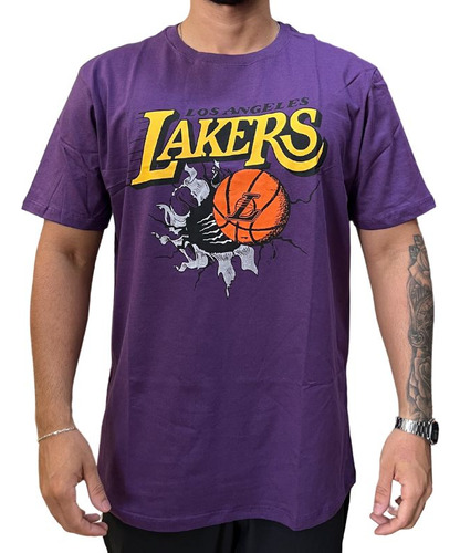 Camiseta Nba Masculina Los Angeles Lakers Air Ball Nb982