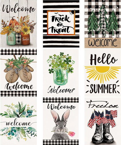 Seasonal Garden Flags Set,double Sided 12.5 X 18 Inch Yard F