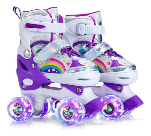 Patines 4 Ruedas Ajustable Arcoiris Para Niñas Morado