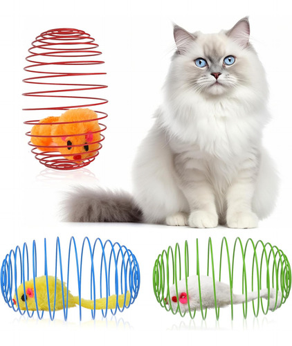 Juguetes Interactivos De Resorte Elástico Para Gatos, 3 Piez