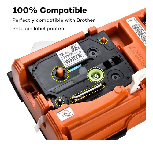 5 Cinta Compatible Tze-fx231 12 Mm Blanco Para Pt-h110 Pt-d2