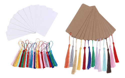 Marcadores Kraft Tags De Papel En Blanco Con Borlas, 2 Juego
