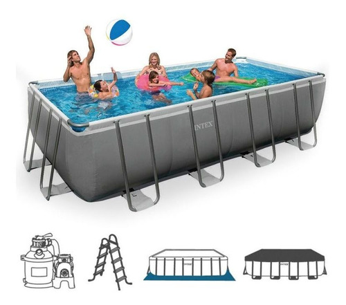 Piscina estructural rectangular Intex de 17.203 L y 110 V, completa