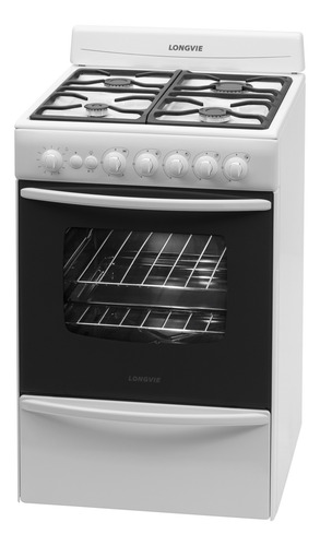 Imagen 3 de 10 de Cocina A Gas Longvie 13501bf 56cm Blanca Cajón Parrilla