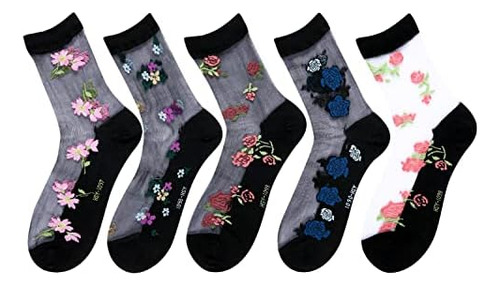Calcetines Transparentes Negros Para Mujer Y Niña, Calcetine