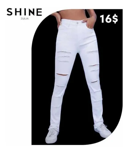 Pantalones blancos online rotos para hombre