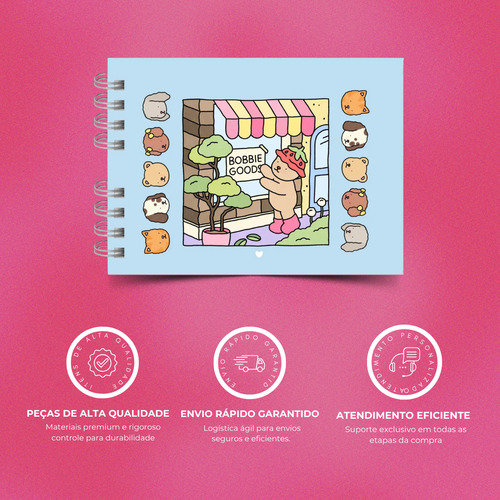 Livrinho De Colorir Bobbie Goods 50 Páginas Bob Gods Capa Dura Rosa Livro De Pintar Caderno De Colorir