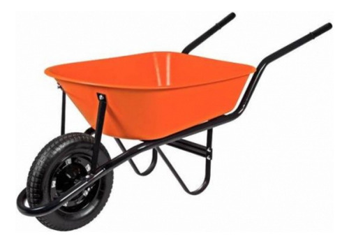 Carrinho De Mão Carga Com Caçamba Laranja 55l Braço Metálico Cor Preto