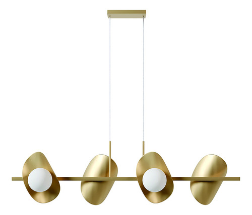 Pendente Calandra Linear Jabuticaba 4 Globos Dourado Fosco
