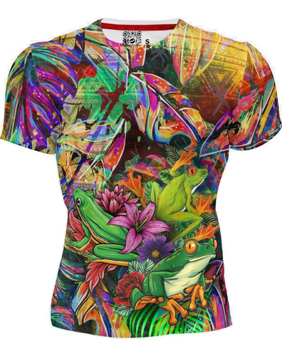 Playera Sublimada Full Print Selva Rana Runners Colores Flor