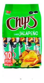Barcel Papas Chips Jalapeño 42g Con 10 Pzs