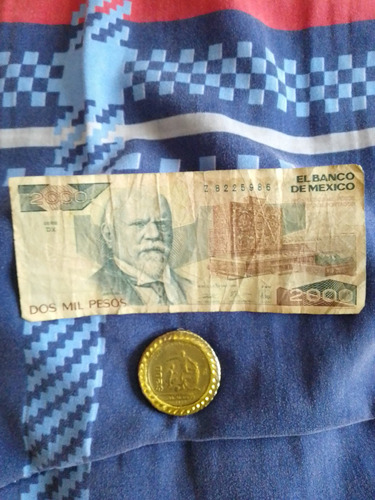 Billete Antiguo De 1989 Y Moneda De La Copa Mundial Del 86
