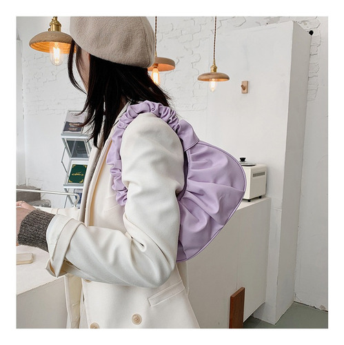 Bolsa De Hombro De Mujer Plisada Cloud Color Sólido Axila