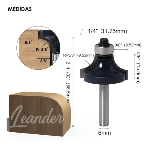 Fresa Rolamentada Quebra Canto Arredonda Canto Haste 6mm Pro