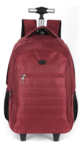 Mochila Executiva Carrinho Laptop Notebook Viagem Polo King Cor Vermelho Desenho Do Tecido Liso